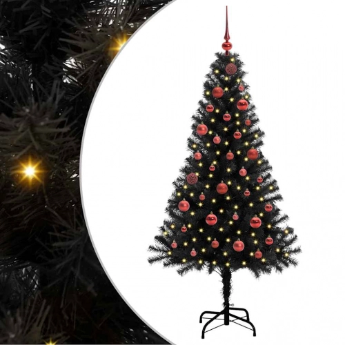 Ziemassvētku Eglīte Su 150 Led Ar Statīvu Melna 150 Cm Pvc Vidaxl