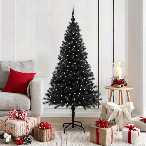 Ziemassvētku Eglīte Su 150 Led Ar Statīvu Melna 150 Cm Pvc Vidaxl