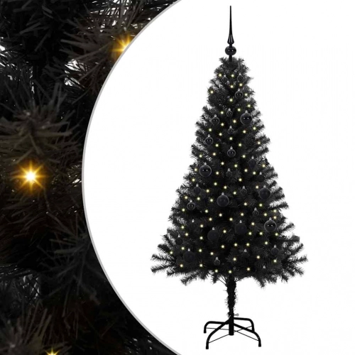Ziemassvētku Eglīte Su 150 Led Ar Statīvu Melna 150 Cm Pvc Vidaxl