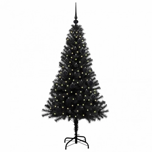 Ziemassvētku Eglīte Su 150 Led Ar Statīvu Melna 150 Cm Pvc Vidaxl