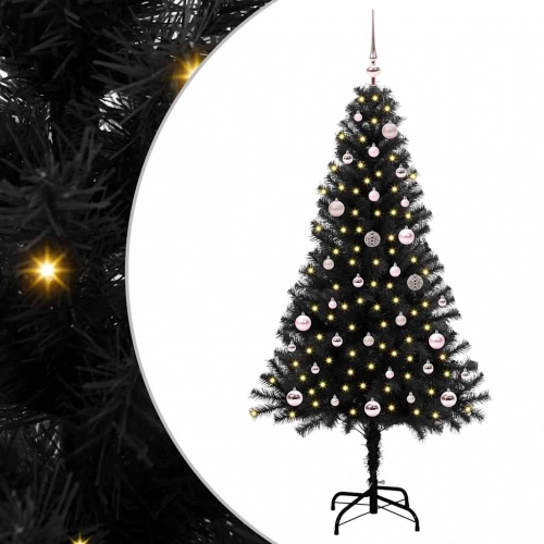 Ziemassvētku Eglīte Su 150 Led Ar Statīvu Melna 150 Cm Pvc Vidaxl