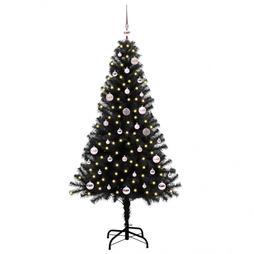 Ziemassvētku Eglīte Su 150 Led Ar Statīvu Melna 150 Cm Pvc Vidaxl