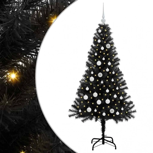 Ziemassvētku Eglīte Su 150 Led Ar Statīvu Melna 150 Cm Pvc Vidaxl