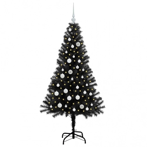 Ziemassvētku Eglīte Su 150 Led Ar Statīvu Melna 150 Cm Pvc Vidaxl