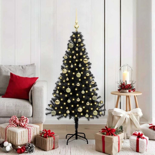 Ziemassvētku Eglīte Su 150 Led Ar Statīvu Melna 150 Cm Pvc Vidaxl