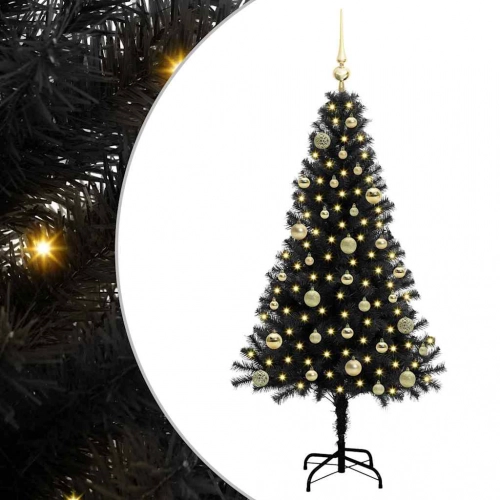 Ziemassvētku Eglīte Su 150 Led Ar Statīvu Melna 150 Cm Pvc Vidaxl