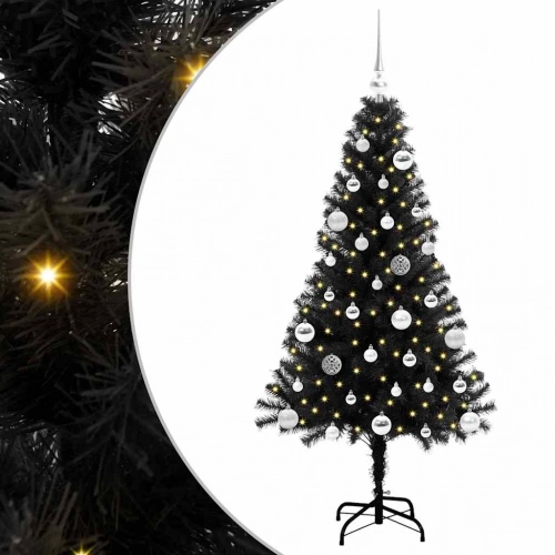 Ziemassvētku Eglīte Su 150 Led Ar Statīvu Melna 150 Cm Pvc Vidaxl