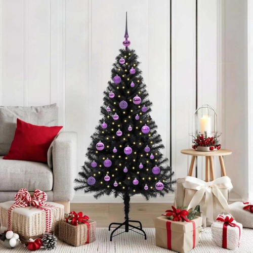 Ziemassvētku Eglīte Su 150 Led Ar Statīvu Melna 150 Cm Pvc Vidaxl
