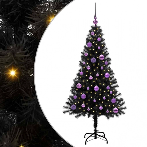 Ziemassvētku Eglīte Su 150 Led Ar Statīvu Melna 150 Cm Pvc Vidaxl