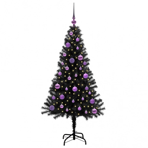 Ziemassvētku Eglīte Su 150 Led Ar Statīvu Melna 150 Cm Pvc Vidaxl