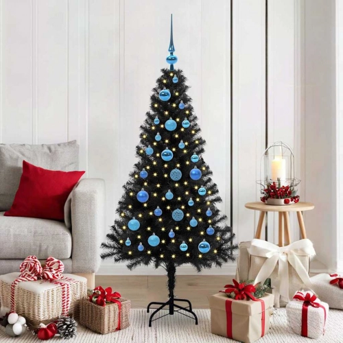 Ziemassvētku Eglīte Su 150 Led Ar Statīvu Melna 150 Cm Pvc Vidaxl