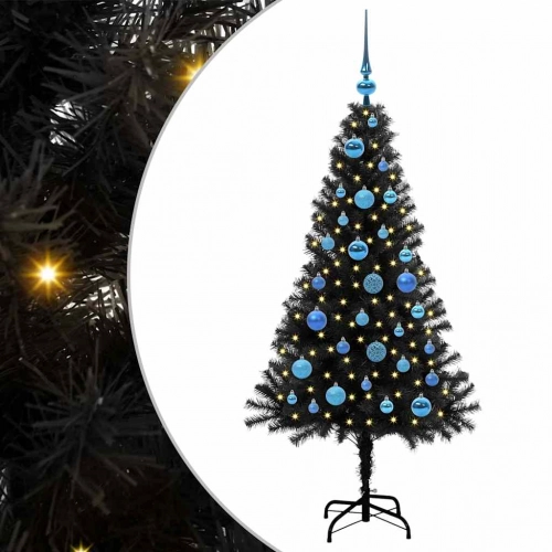 Ziemassvētku Eglīte Su 150 Led Ar Statīvu Melna 150 Cm Pvc Vidaxl