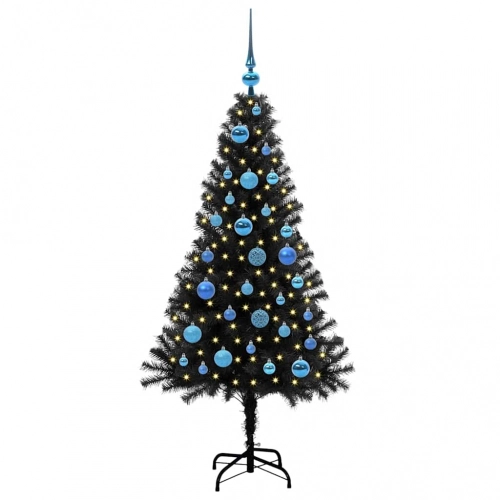 Ziemassvētku Eglīte Su 150 Led Ar Statīvu Melna 150 Cm Pvc Vidaxl