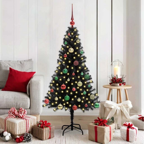 Ziemassvētku Eglīte Su 150 Led Ar Statīvu Melna 150 Cm Pvc Vidaxl