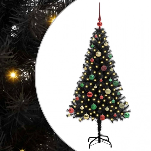 Ziemassvētku Eglīte Su 150 Led Ar Statīvu Melna 150 Cm Pvc Vidaxl