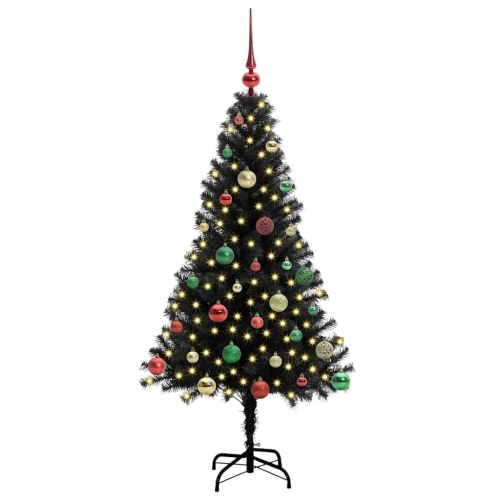 Ziemassvētku Eglīte Su 150 Led Ar Statīvu Melna 150 Cm Pvc Vidaxl