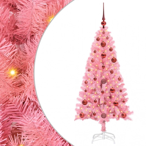Ziemassvētku Eglīte Su 150 Led Ar Statīvu Rozā 120 Cm Pvc Vidaxl