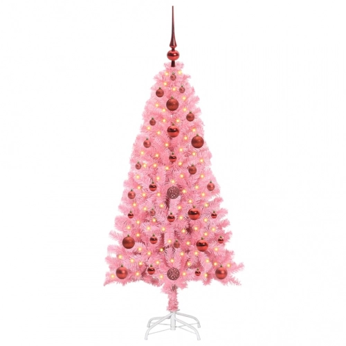 Ziemassvētku Eglīte Su 150 Led Ar Statīvu Rozā 120 Cm Pvc Vidaxl