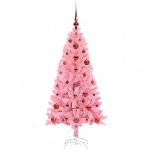 Ziemassvētku Eglīte Su 150 Led Ar Statīvu Rozā 120 Cm Pvc Vidaxl