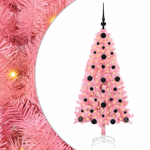 Ziemassvētku Eglīte Su 150 Led Ar Statīvu Rozā 120 Cm Pvc Vidaxl