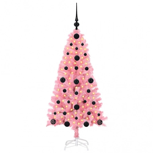 Ziemassvētku Eglīte Su 150 Led Ar Statīvu Rozā 120 Cm Pvc Vidaxl