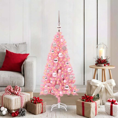 Ziemassvētku Eglīte Su 150 Led Ar Statīvu Rozā 120 Cm Pvc Vidaxl