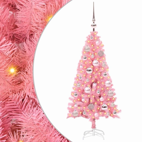 Ziemassvētku Eglīte Su 150 Led Ar Statīvu Rozā 120 Cm Pvc Vidaxl
