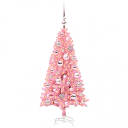 Ziemassvētku Eglīte Su 150 Led Ar Statīvu Rozā 120 Cm Pvc Vidaxl