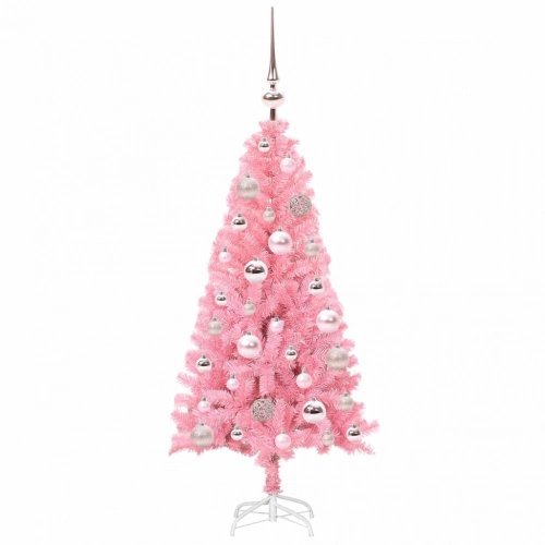 Ziemassvētku Eglīte Su 150 Led Ar Statīvu Rozā 120 Cm Pvc Vidaxl