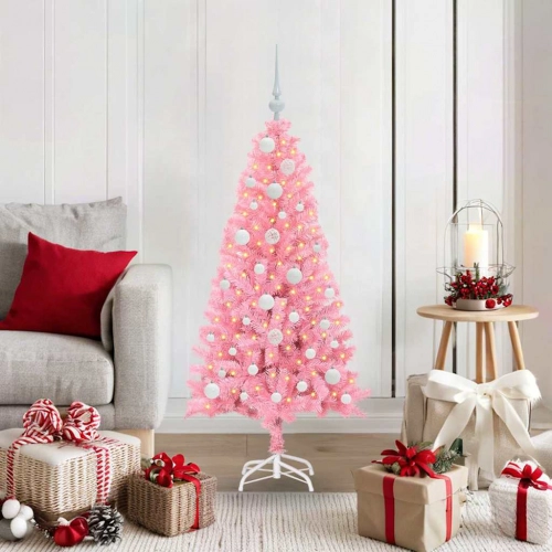 Ziemassvētku Eglīte Su 150 Led Ar Statīvu Rozā 120 Cm Pvc Vidaxl