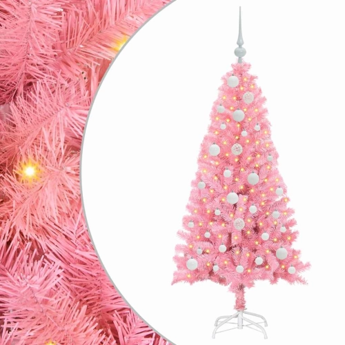 Ziemassvētku Eglīte Su 150 Led Ar Statīvu Rozā 120 Cm Pvc Vidaxl