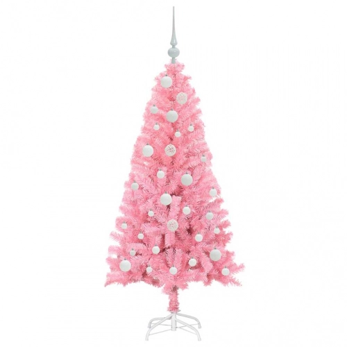 Ziemassvētku Eglīte Su 150 Led Ar Statīvu Rozā 120 Cm Pvc Vidaxl