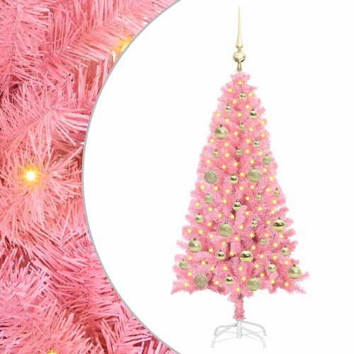 Ziemassvētku Eglīte Su 150 Led Ar Statīvu Rozā 120 Cm Pvc Vidaxl