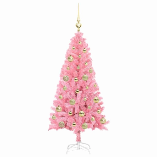 Ziemassvētku Eglīte Su 150 Led Ar Statīvu Rozā 120 Cm Pvc Vidaxl