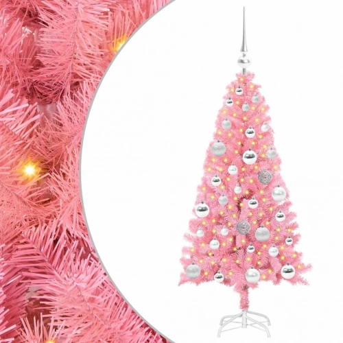 Ziemassvētku Eglīte Su 150 Led Ar Statīvu Rozā 120 Cm Pvc Vidaxl