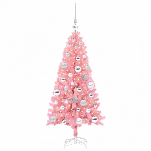 Ziemassvētku Eglīte Su 150 Led Ar Statīvu Rozā 120 Cm Pvc Vidaxl