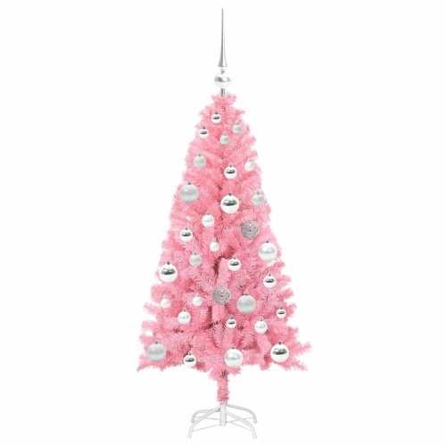 Ziemassvētku Eglīte Su 150 Led Ar Statīvu Rozā 120 Cm Pvc Vidaxl