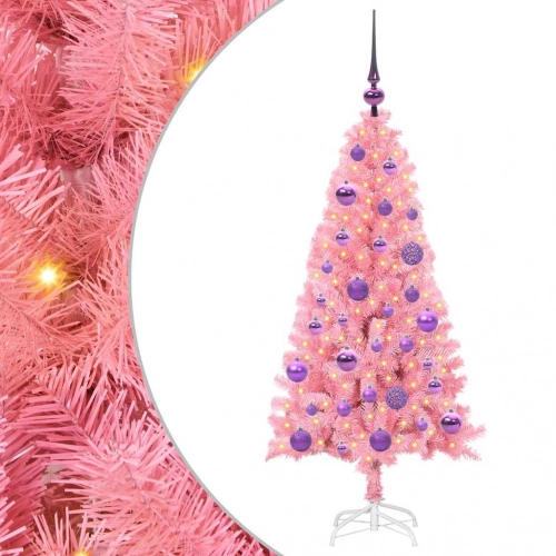 Ziemassvētku Eglīte Su 150 Led Ar Statīvu Rozā 120 Cm Pvc Vidaxl