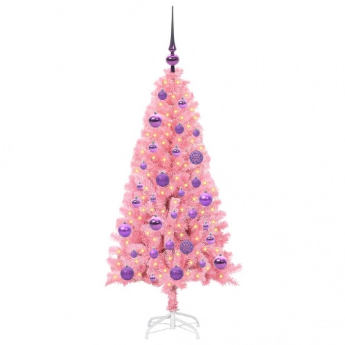 Ziemassvētku Eglīte Su 150 Led Ar Statīvu Rozā 120 Cm Pvc Vidaxl