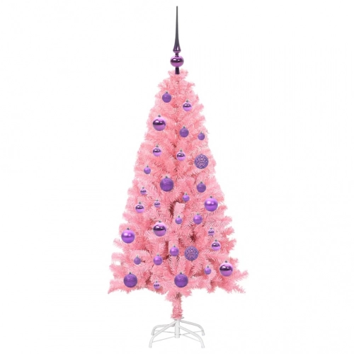 Ziemassvētku Eglīte Su 150 Led Ar Statīvu Rozā 120 Cm Pvc Vidaxl