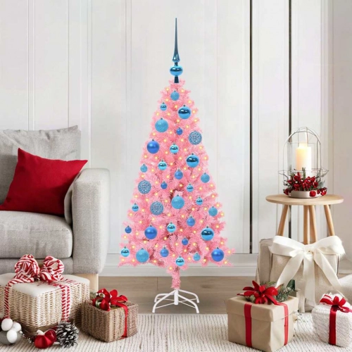 Ziemassvētku Eglīte Su 150 Led Ar Statīvu Rozā 120 Cm Pvc Vidaxl
