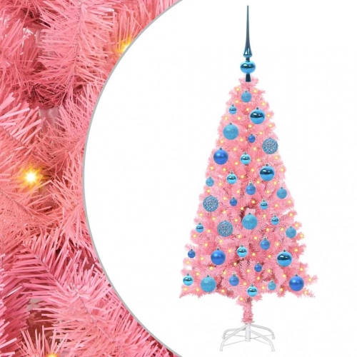 Ziemassvētku Eglīte Su 150 Led Ar Statīvu Rozā 120 Cm Pvc Vidaxl
