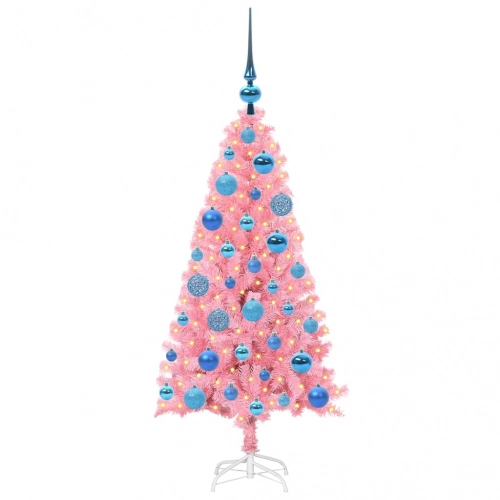 Ziemassvētku Eglīte Su 150 Led Ar Statīvu Rozā 120 Cm Pvc Vidaxl