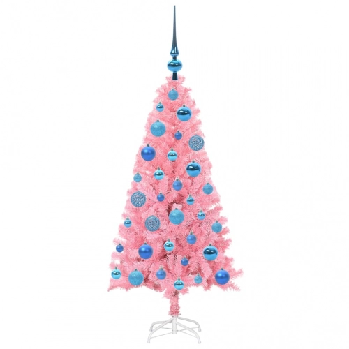 Ziemassvētku Eglīte Su 150 Led Ar Statīvu Rozā 120 Cm Pvc Vidaxl