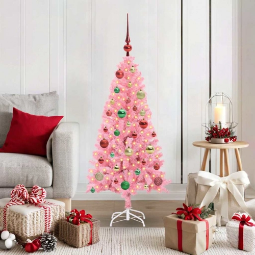 Ziemassvētku Eglīte Su 150 Led Ar Statīvu Rozā 120 Cm Pvc Vidaxl