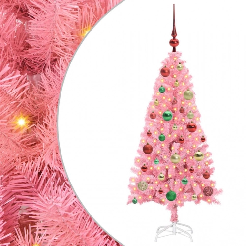 Ziemassvētku Eglīte Su 150 Led Ar Statīvu Rozā 120 Cm Pvc Vidaxl