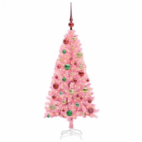 Ziemassvētku Eglīte Su 150 Led Ar Statīvu Rozā 120 Cm Pvc Vidaxl