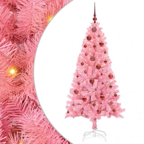 Ziemassvētku Eglīte Su 150 Led Ar Statīvu Rozā 150 Cm Pvc Vidaxl