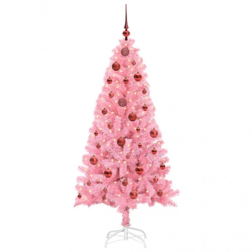Ziemassvētku Eglīte Su 150 Led Ar Statīvu Rozā 150 Cm Pvc Vidaxl