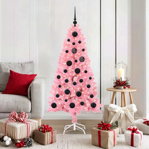 Ziemassvētku Eglīte Su 150 Led Ar Statīvu Rozā 150 Cm Pvc Vidaxl